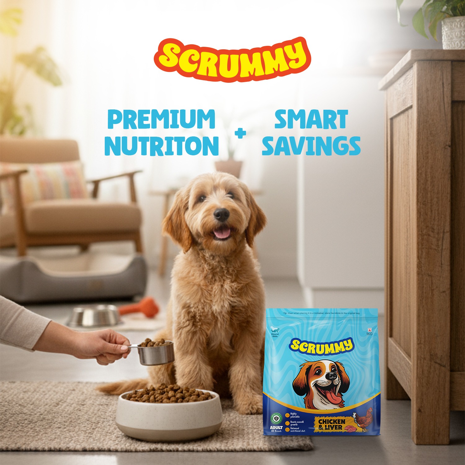 Scrummy Chicken and Liver Adult All Breeds Kibble Dry Food for Dogs