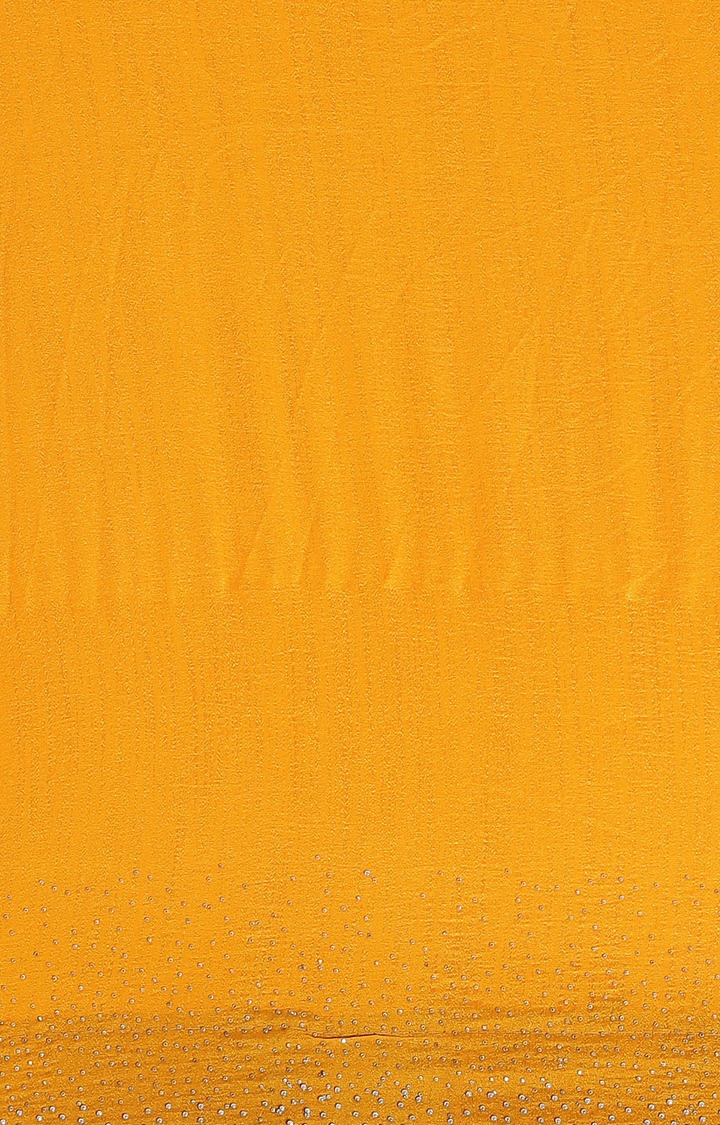 Vastranand | VASTRANAND  Mustard Yellow Solid Vichitra Silk Saree with Embellished Border 2