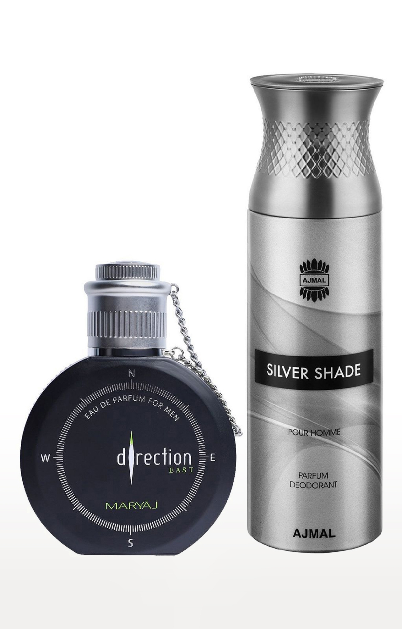 Ajmal | Maryaj Direction East Eau De Parfum Perfume 100ml for Men and Ajmal Silver Shade Homme Deodorant Fragrance 200ml for Men 0