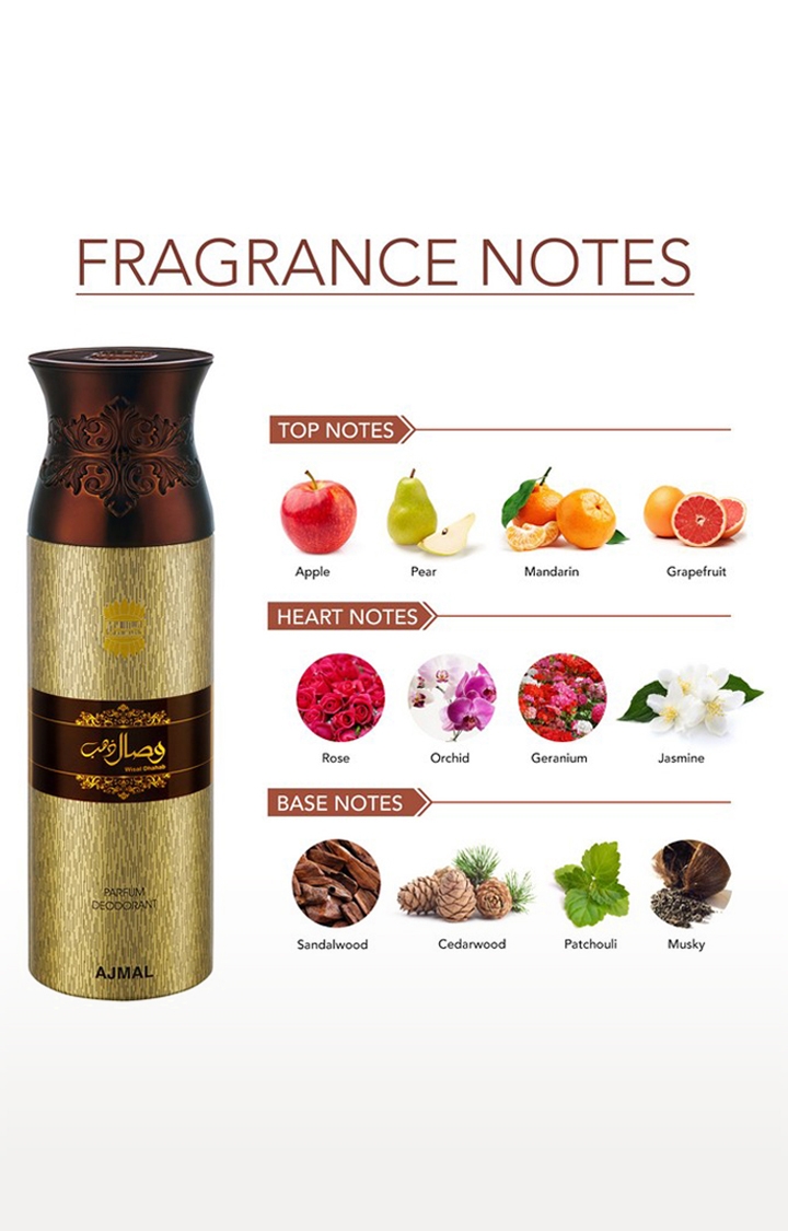 Ajmal | Maryaj Direction East Eau De Parfum Perfume 100ml for Men and Ajmal Wisal Dhahab Deodorant Fruity Fragrance 200ml for Men 3