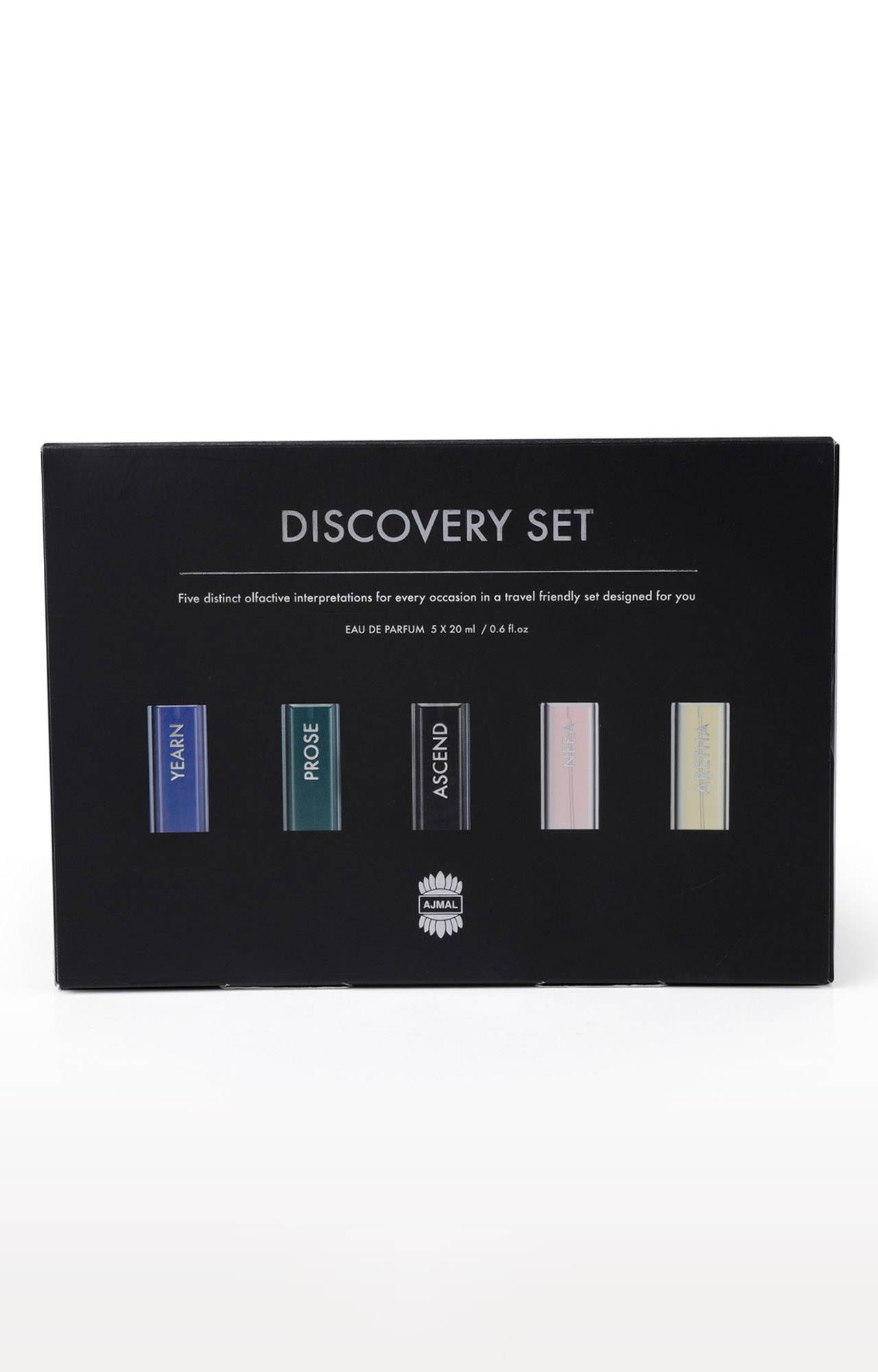 Ajmal Discovery Set of 5 Eau De Parfum 20ml each of Yearn, Prose, Ascend, Neea and Aretha.