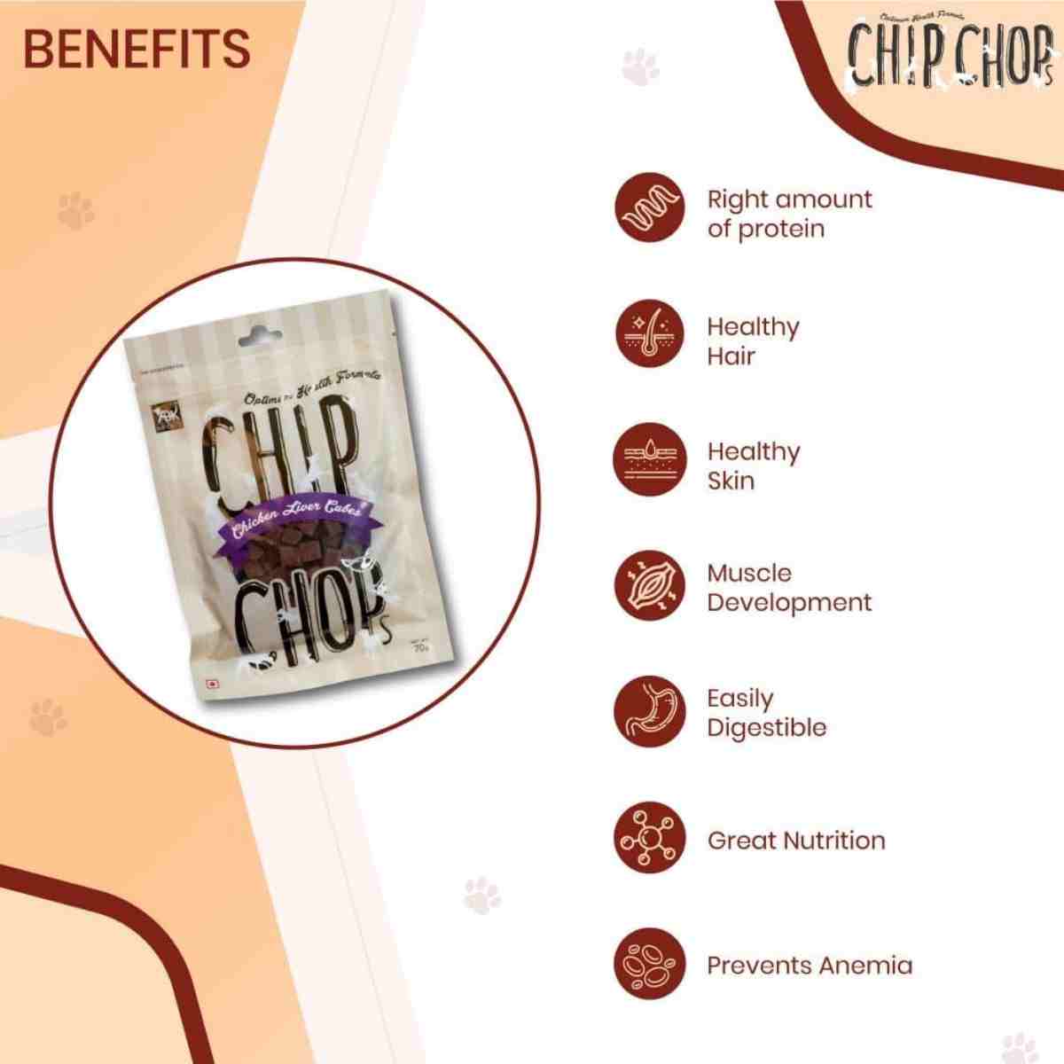 Chip Chops Chicken Liver Cubes Dog Treat - 70gm
