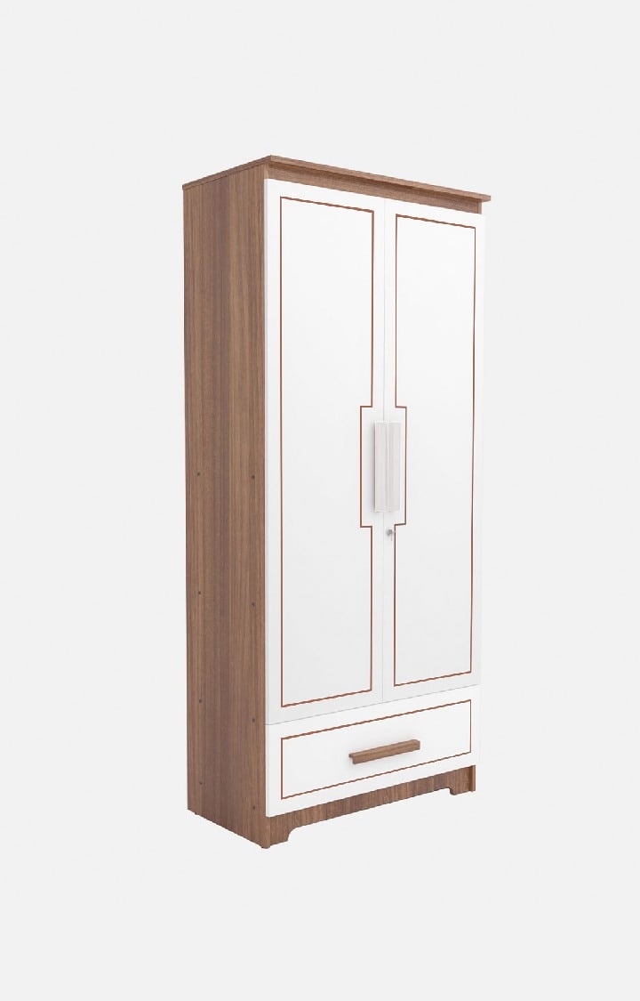 Amber Delight 2 Door Wardrobe/Space & Clothes Organizer/Cupboard/Almari for Multipurpose Use, Home/Kitchen/Office/Living Room with Drawer - Leon Teak Finish