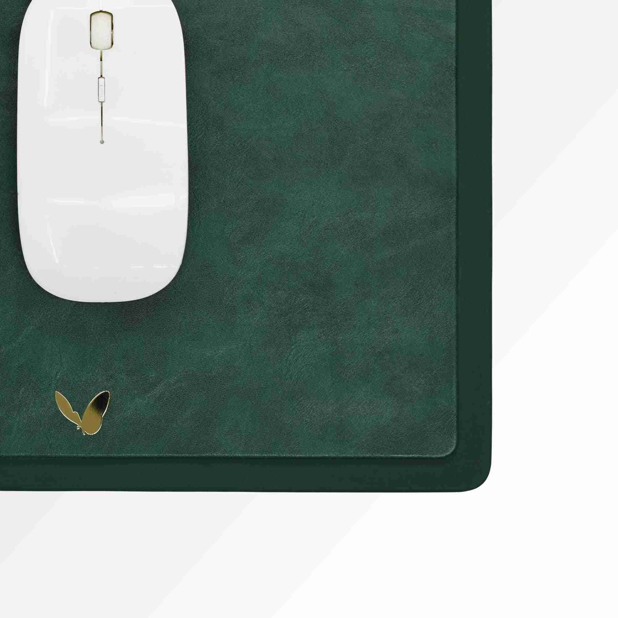 Rectangular Mouse Pad in Faux Leather | Rigid | 11×9 Inches | Moderno | Olive Green