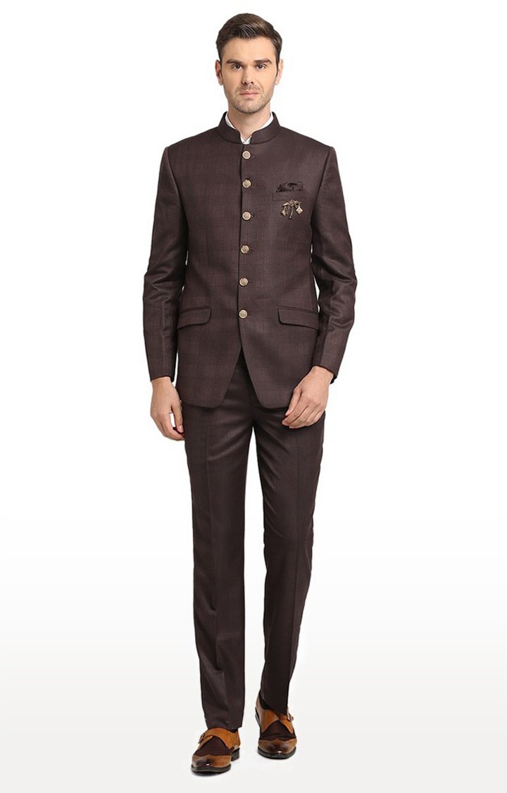 1672 BRN SELF CHEX Men s Brown Rayon Checked Jodhpuris