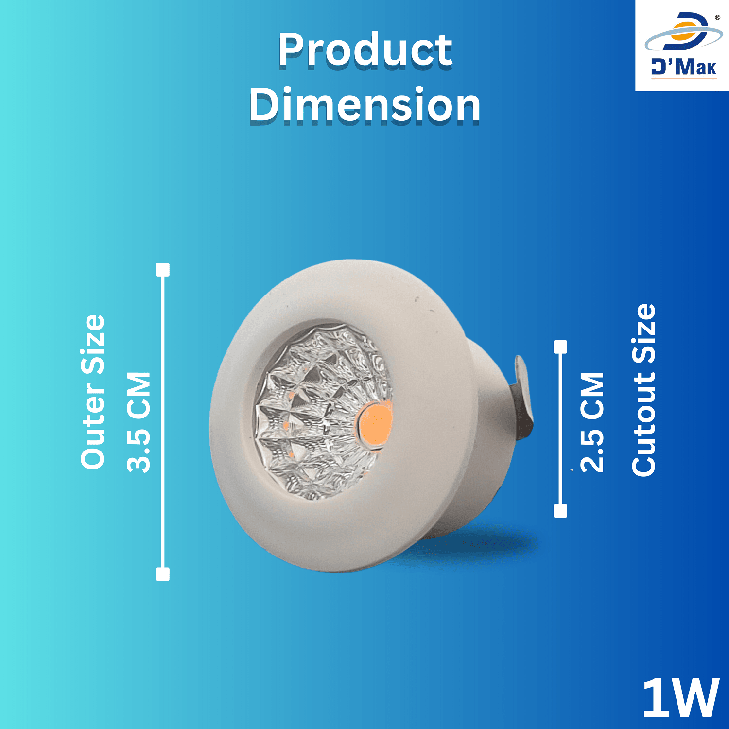 1 Watt Round LED Button COB Light for POP Recessed Lighting Pack of 1 Colour Cool White