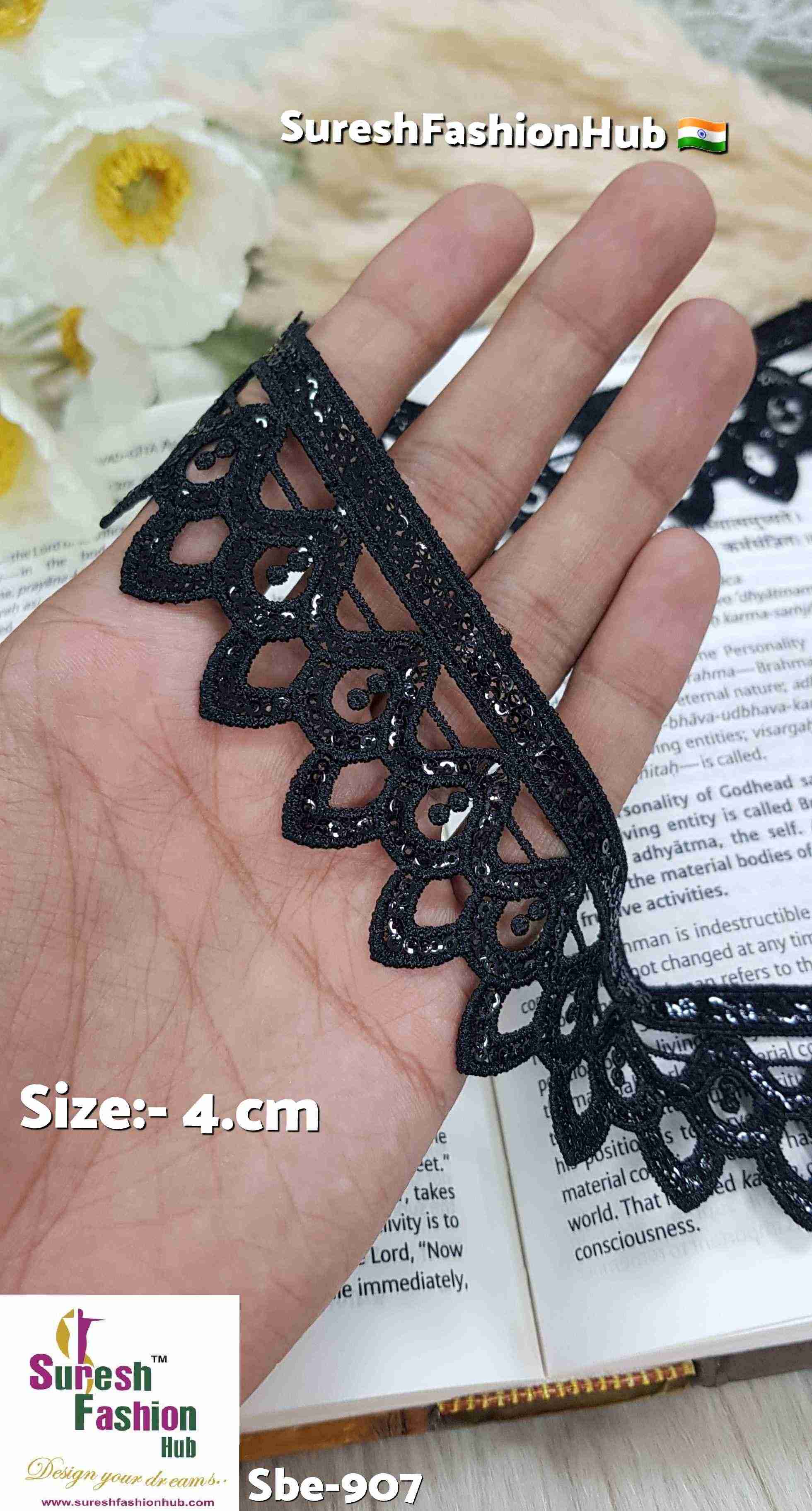 Lovely Black Sequin Imported Lace