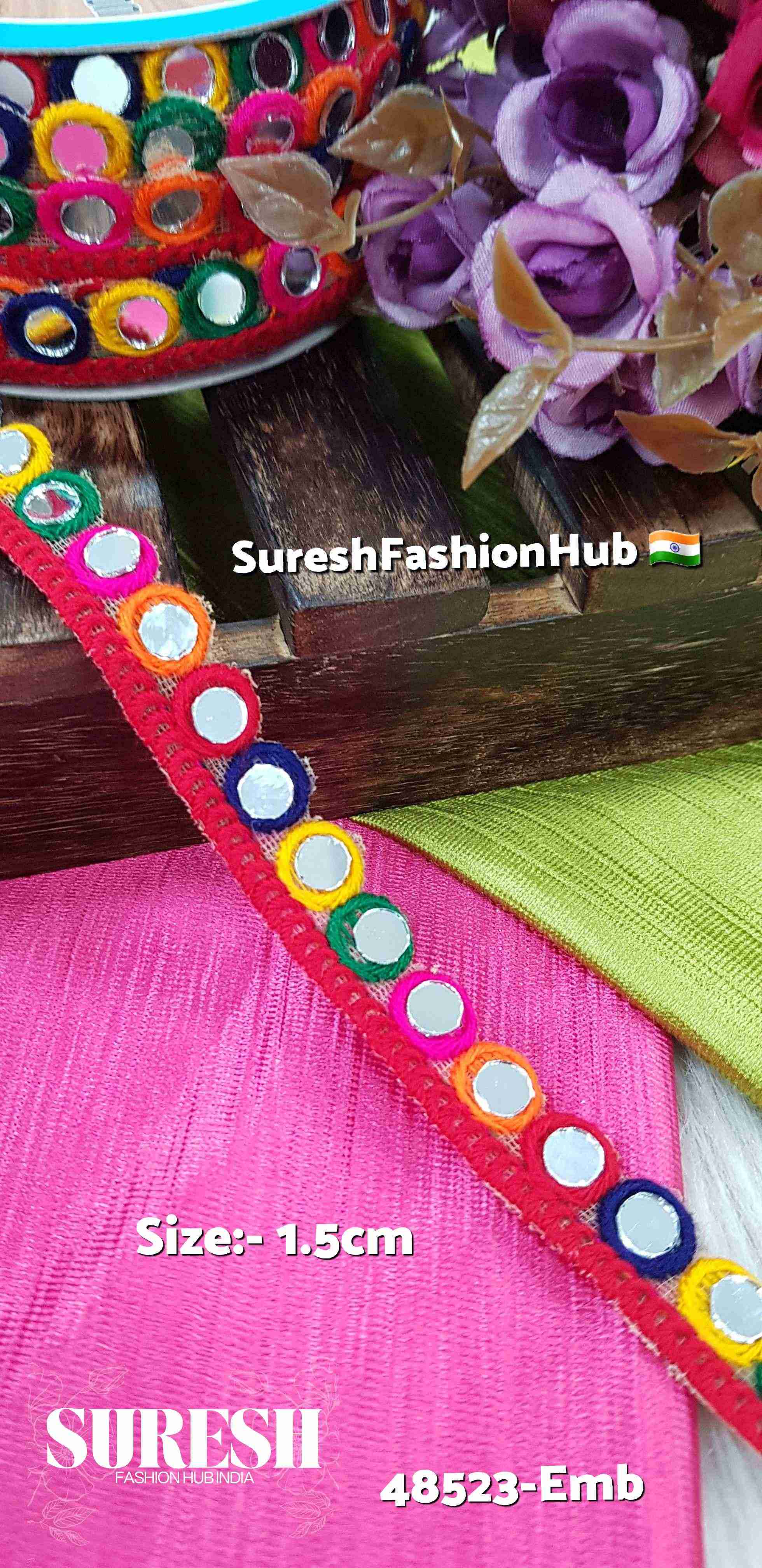 Navratri Glow Round Mirror Lace – Dark Multi | 48523-Emb