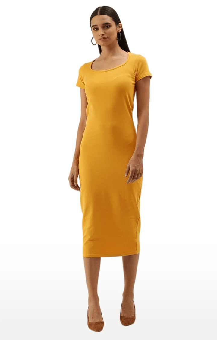Dillinger | Women's Yellow Solid Sheath Dress