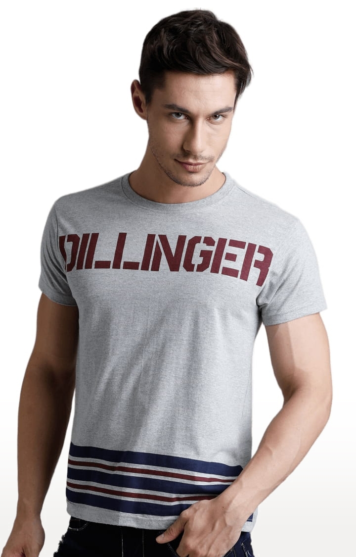 Dillinger | Men's Grey Cotton Typographic Printed Regular T-Shirt 2