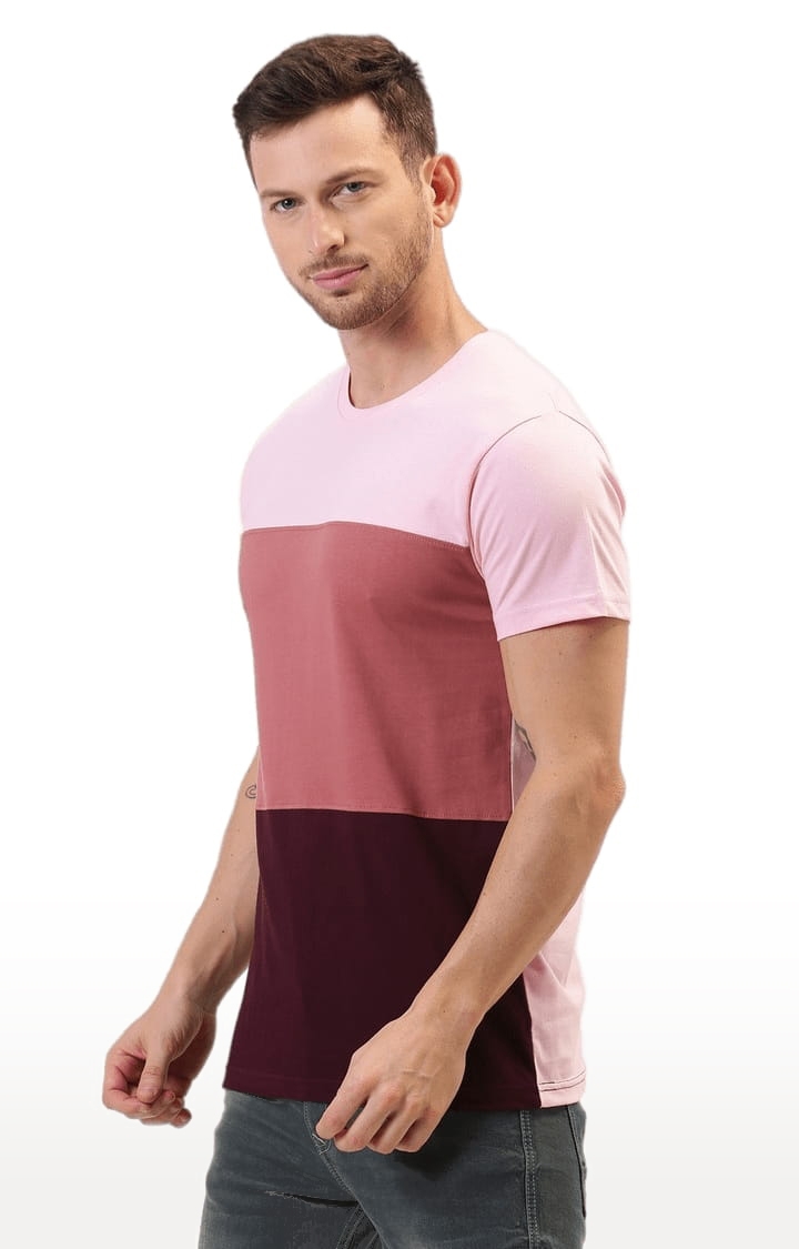 Dillinger | Men's Pink Colourblock Regular T-Shirts 1