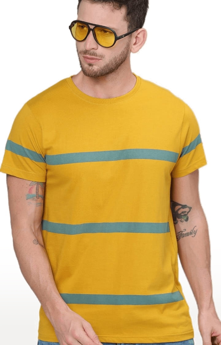 Dillinger | Men's Yellow Striped Regular T-Shirts 0