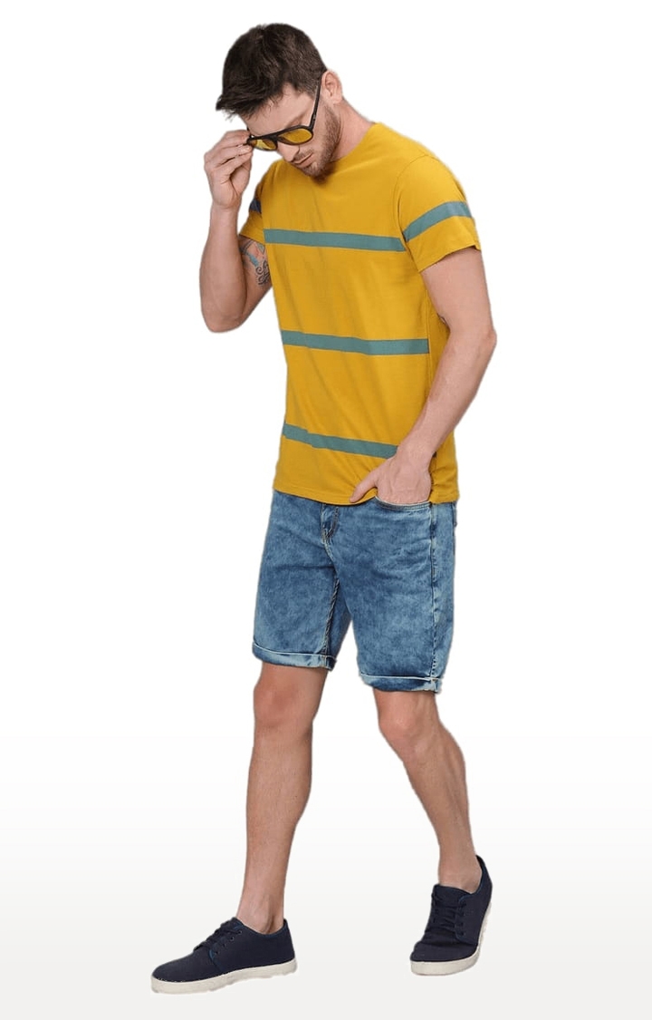 Dillinger | Men's Yellow Striped Regular T-Shirts 1