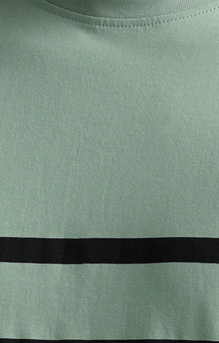 Dillinger | Men's Green Cotton Striped Regular T-Shirt 4