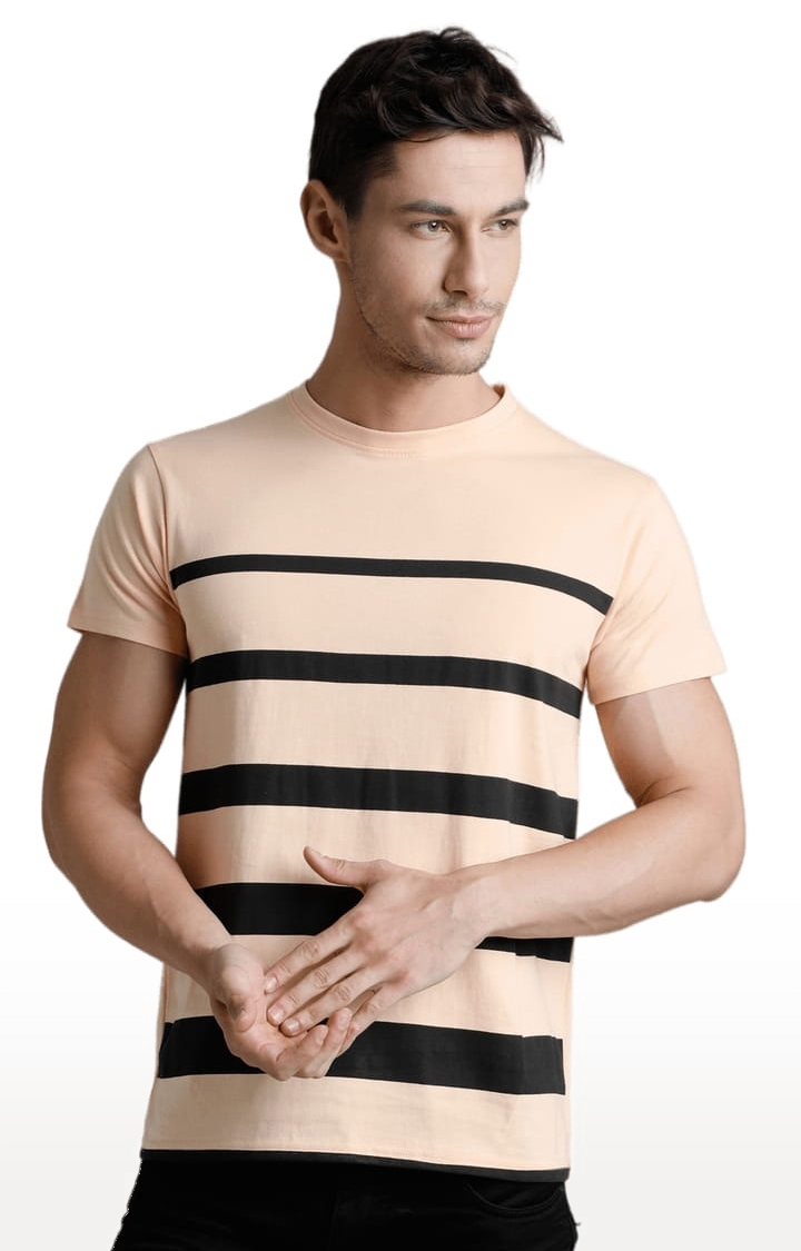 Dillinger | Men's Orange Striped Regular T-Shirts 0