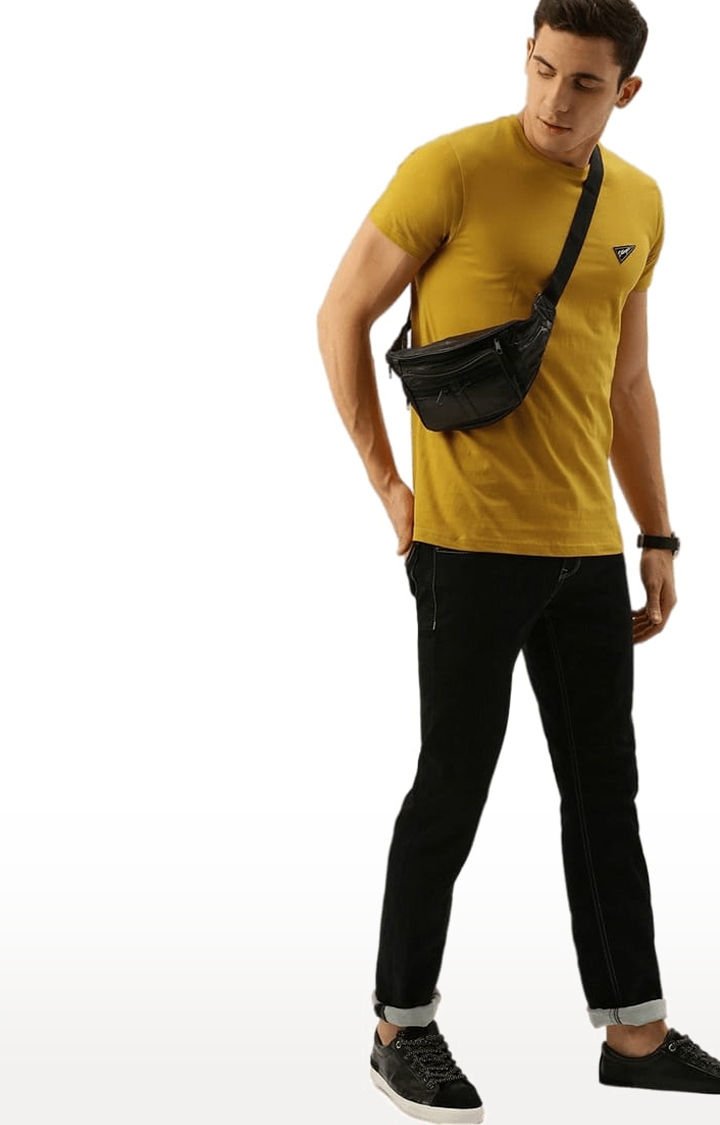 Dillinger | Men's Yellow Solid Regular T-Shirts 1