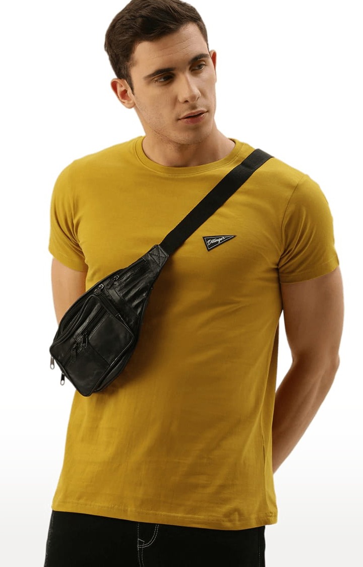 Dillinger | Men's Yellow Solid Regular T-Shirts 0