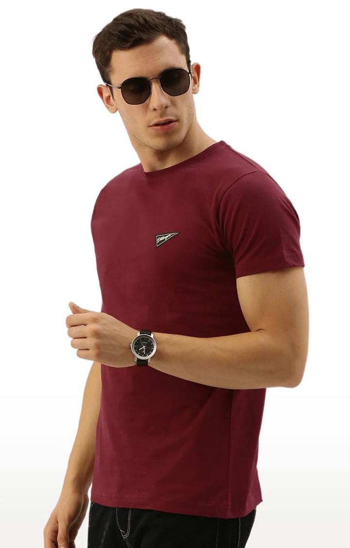 Men's Red Solid Regular T-Shirts