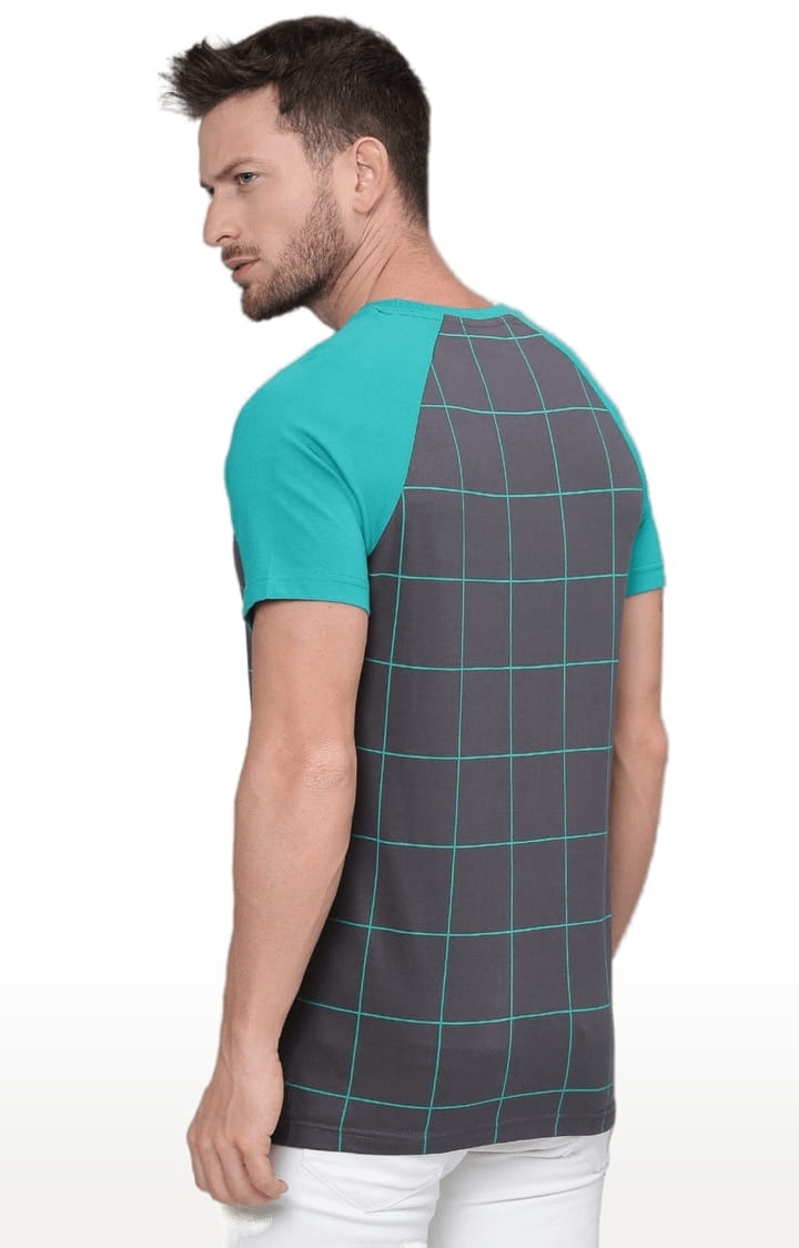 Dillinger | Men's Grey and Green Cotton Checkered Regular T-Shirt 3