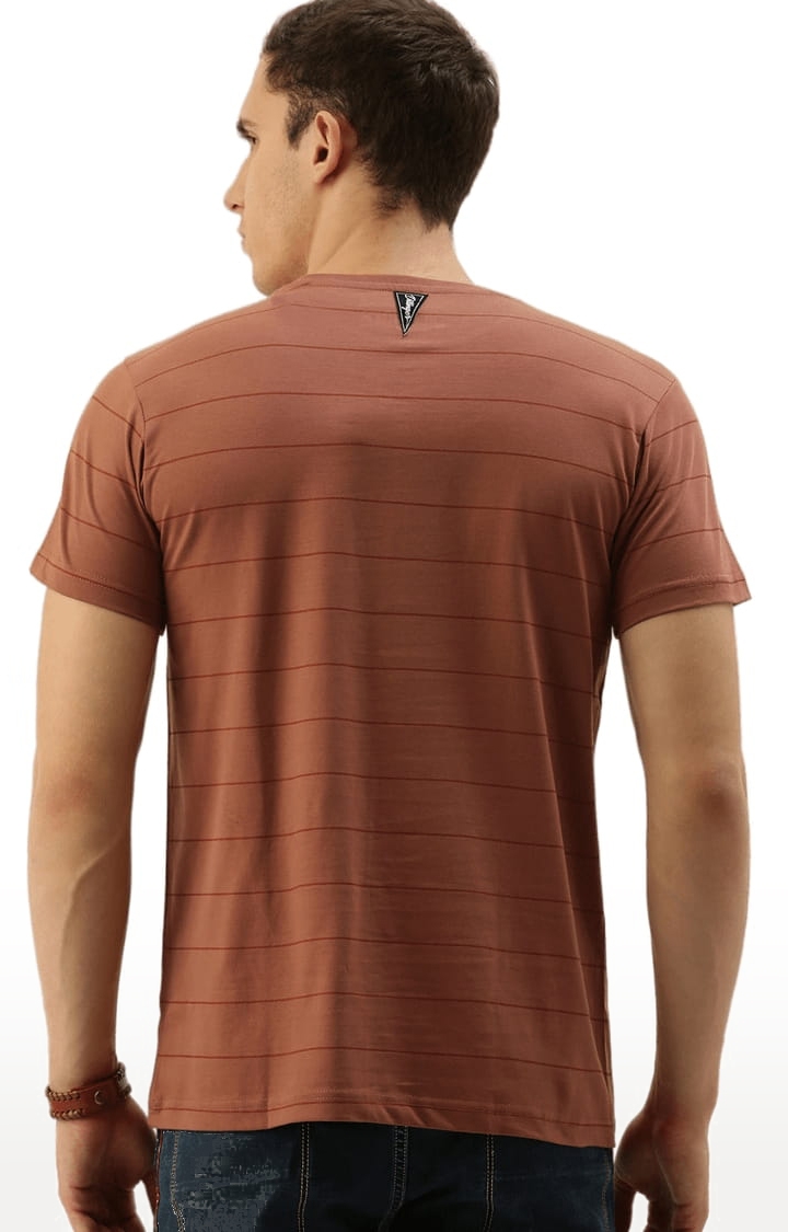 Dillinger | Men's Brown Cotton Striped Regular T-Shirt 3