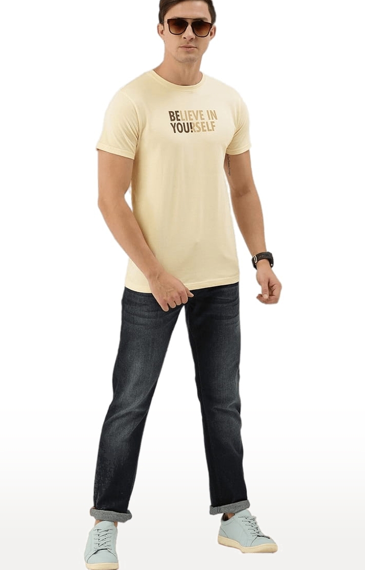 Dillinger | Men's Yellow Typographic Regular T-Shirts 1
