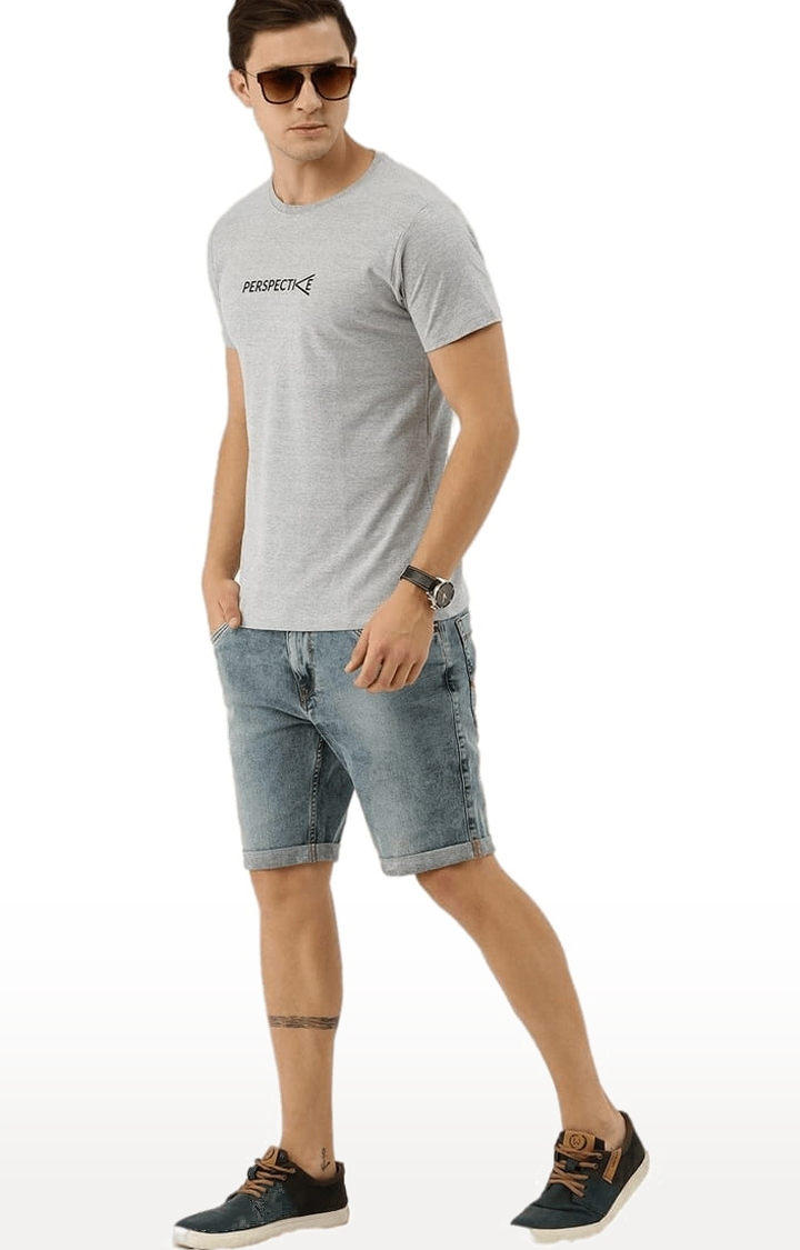 Dillinger | Men's Grey Cotton Melange Textured Regular T-Shirt 1