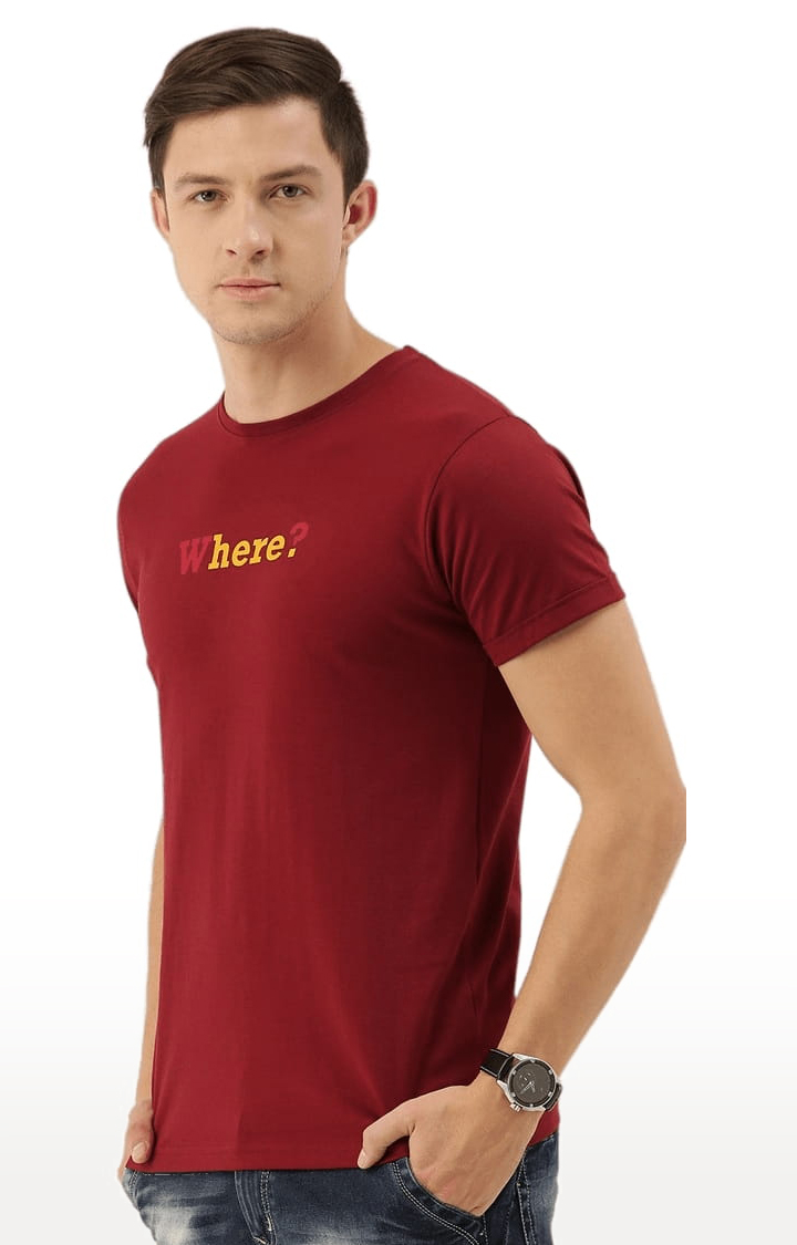 Men's Red Typographic Regular T-Shirts