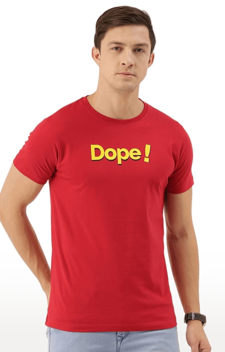 Dillinger | Men's Red Typographic Regular T-Shirts 0