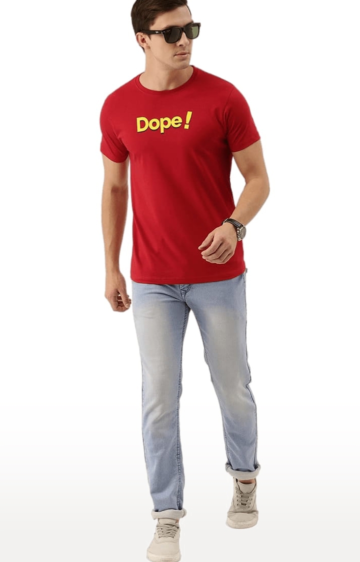 Dillinger | Men's Red Typographic Regular T-Shirts 1