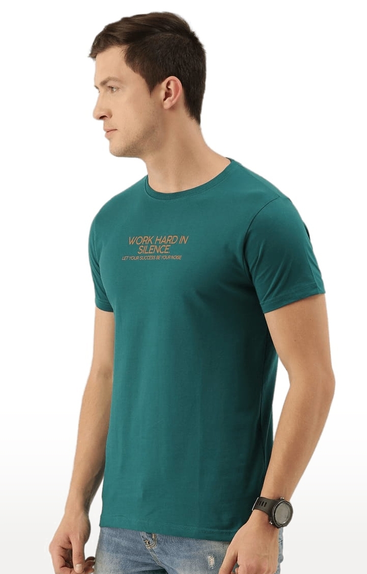Dillinger | Men's Green Cotton Typographic Printed Regular T-Shirt 2