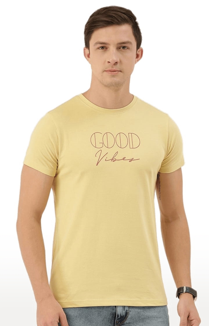 Dillinger | Men's Yellow Typographic Regular T-Shirts