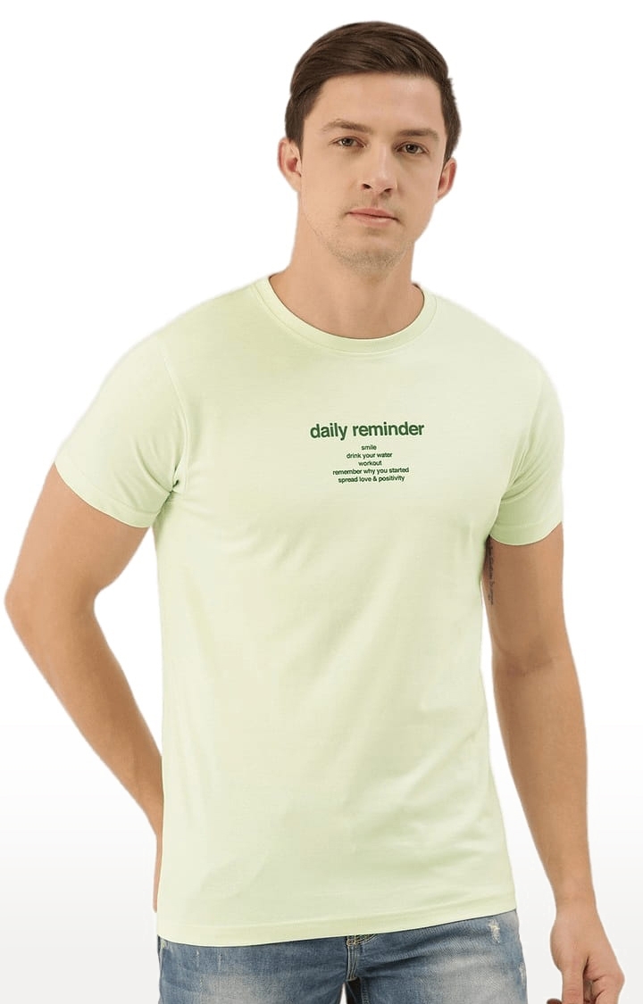Dillinger | Men's Green Cotton Typographic Printed Regular T-Shirt