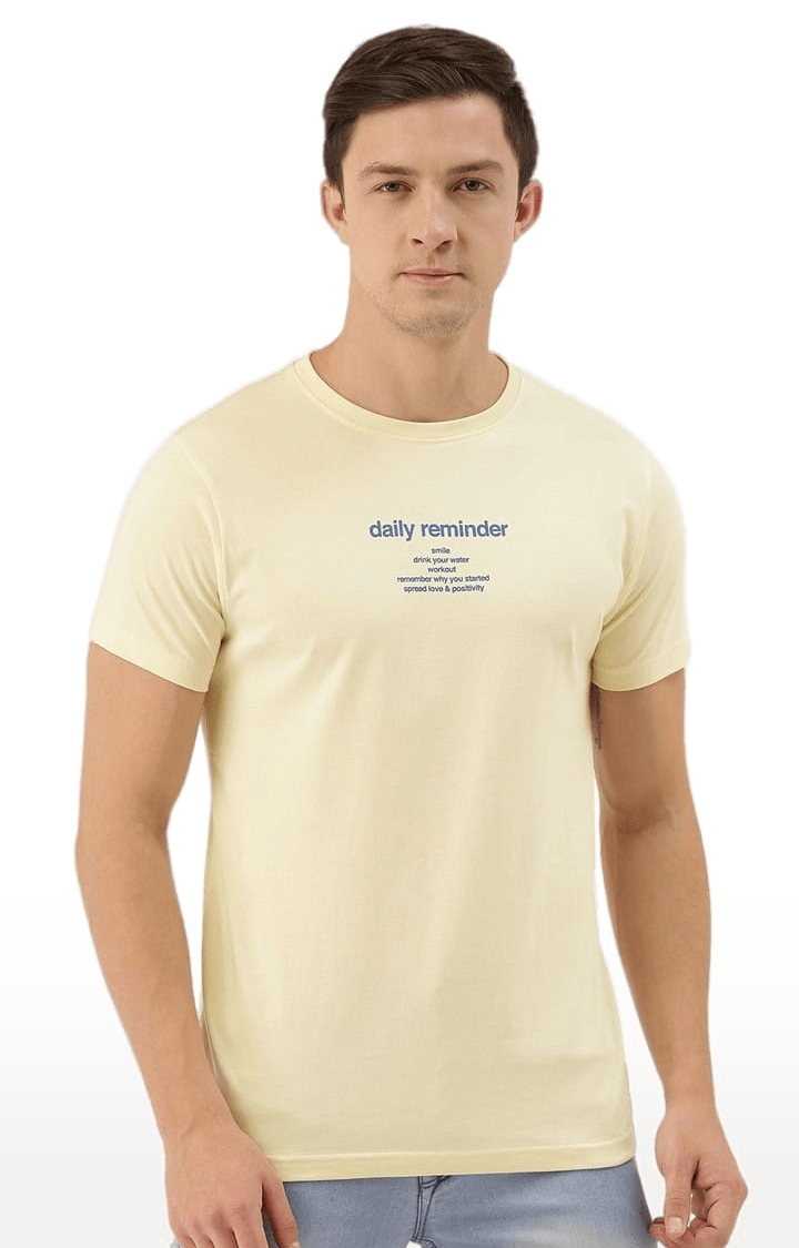 Dillinger | Men's Yellow Typographic Regular T-Shirts 0