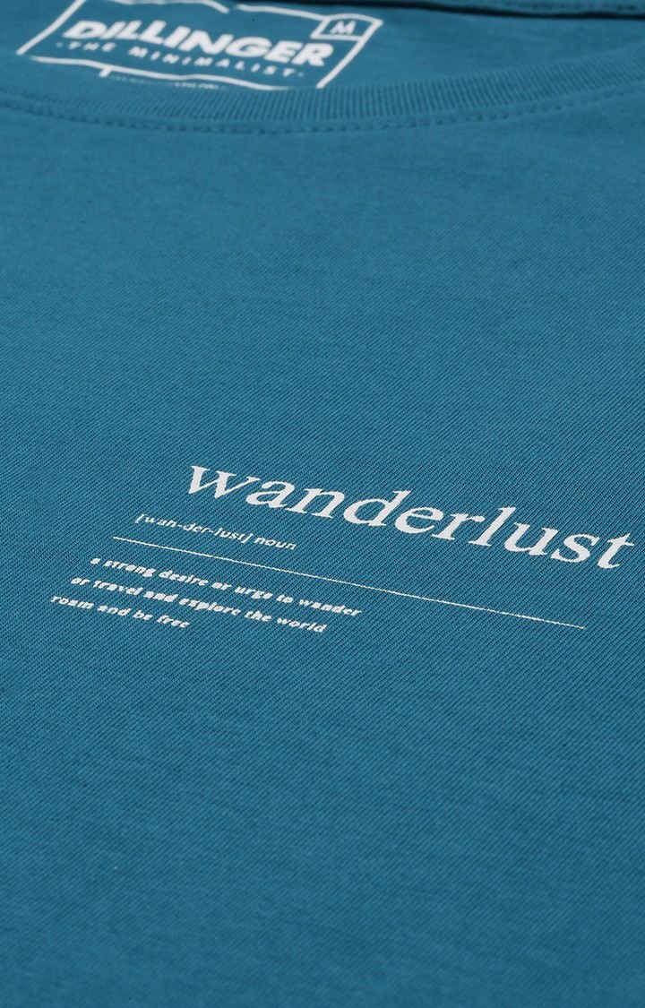 Men's Blue Cotton Solid Regular T-Shirt