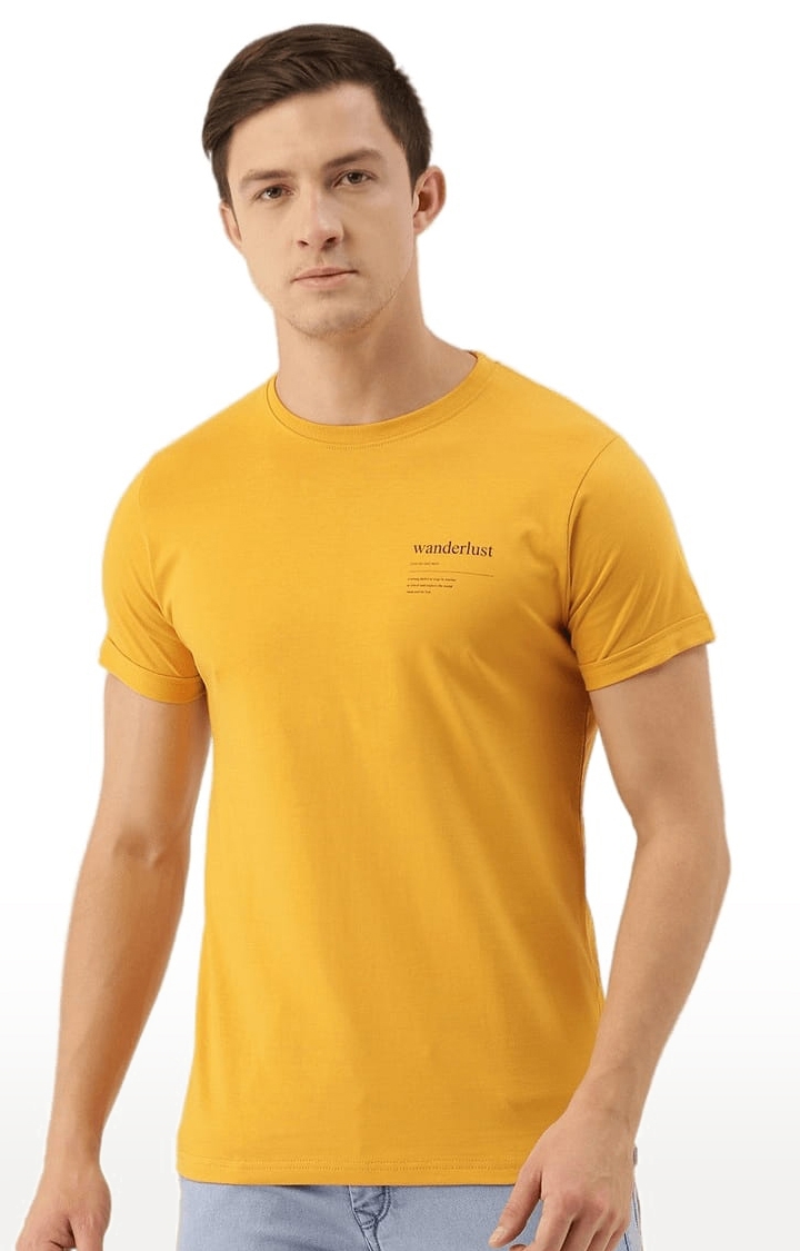 Dillinger | Men's Yellow Solid Regular T-Shirts