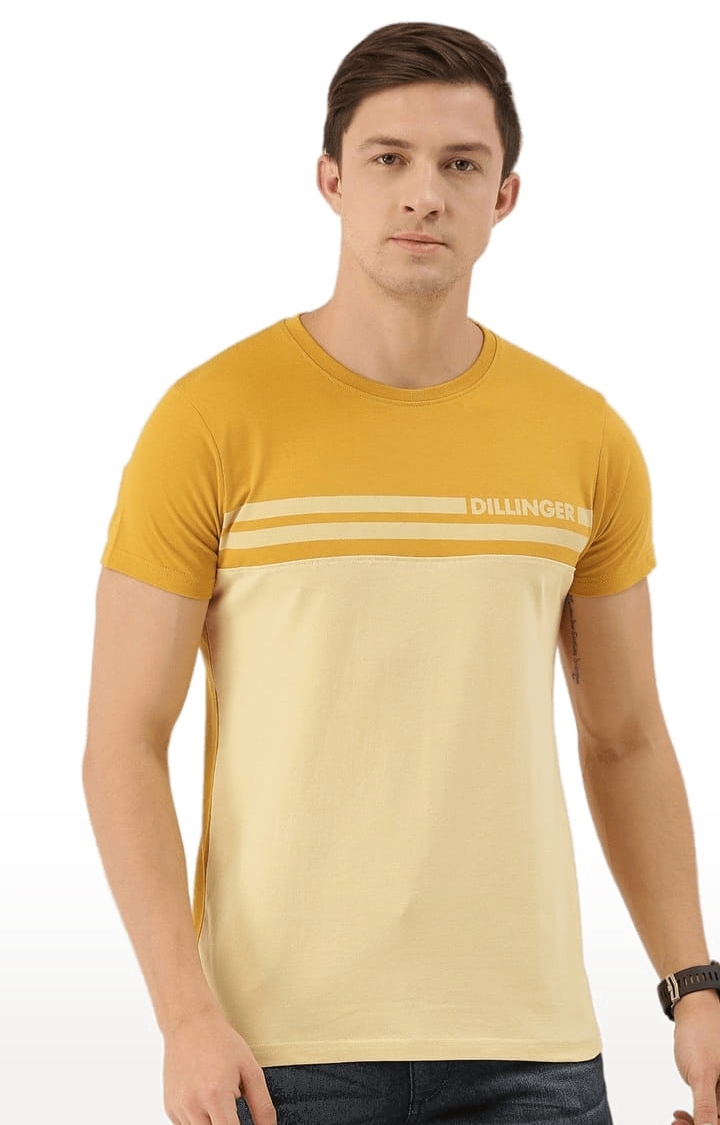 Dillinger | Men's Yellow Colourblock Regular T-Shirts 0