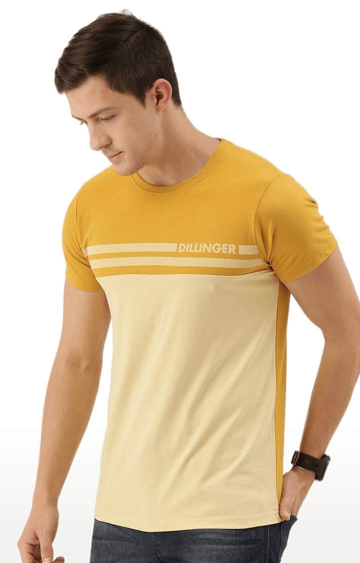 Dillinger | Men's Yellow Colourblock Regular T-Shirts 2