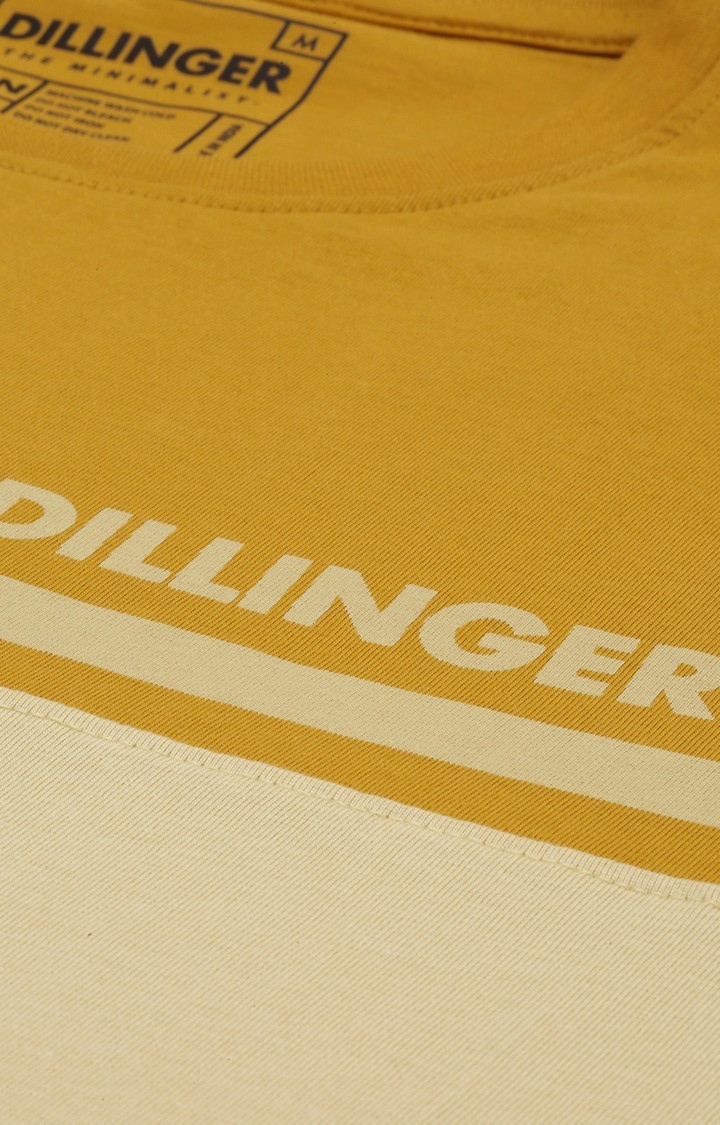 Dillinger | Men's Yellow Colourblock Regular T-Shirts 4