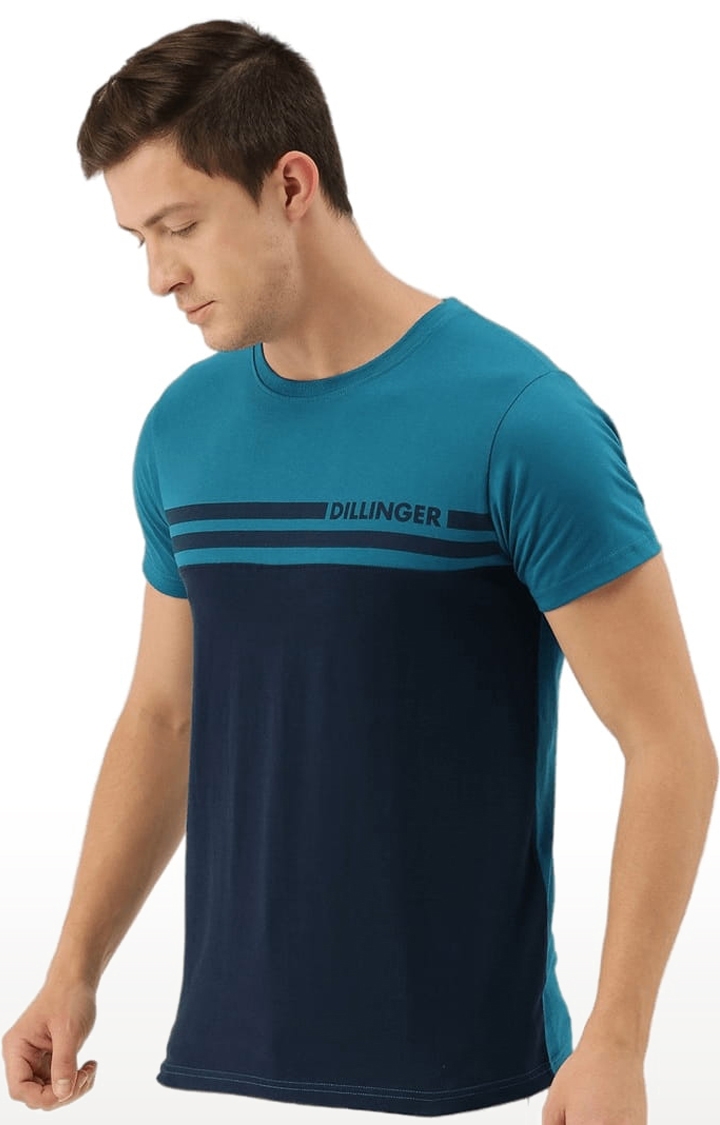 Dillinger | Men's Blue Cotton Colourblock Regular T-Shirt 2