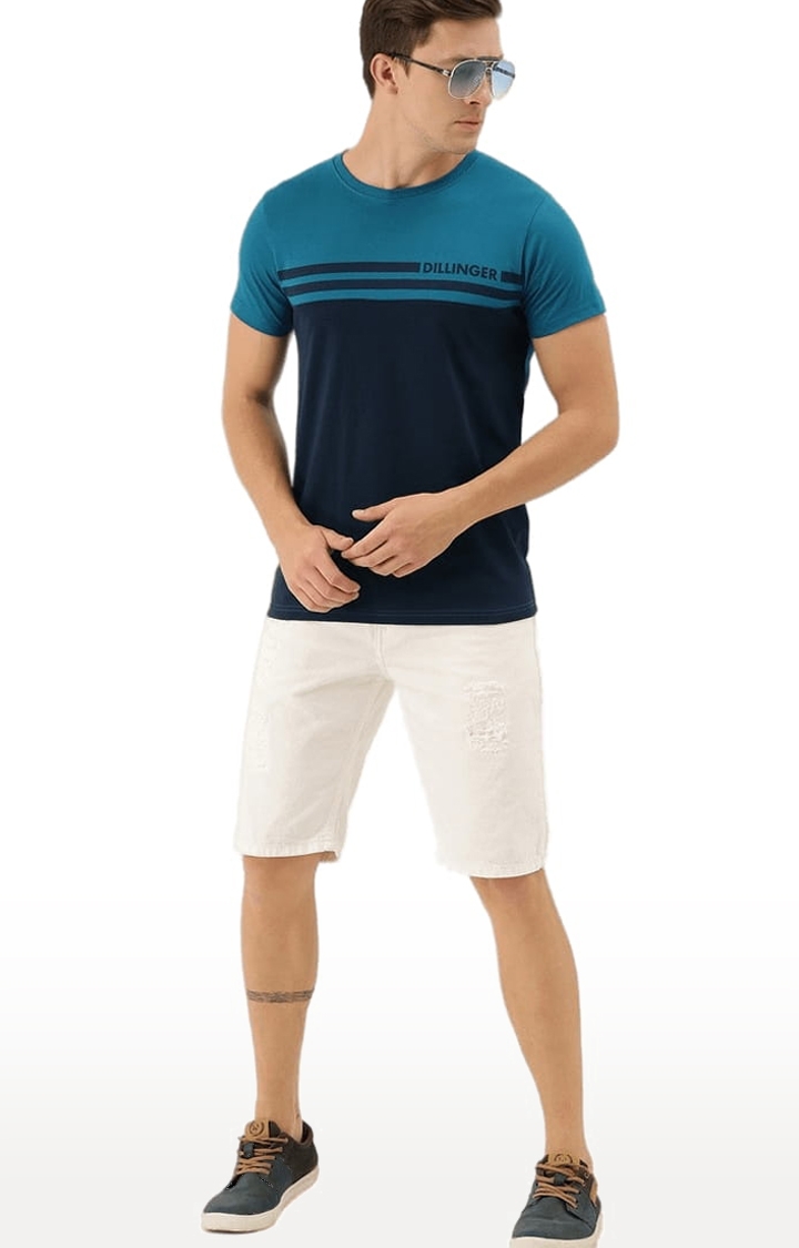 Dillinger | Men's Blue Cotton Colourblock Regular T-Shirt 1