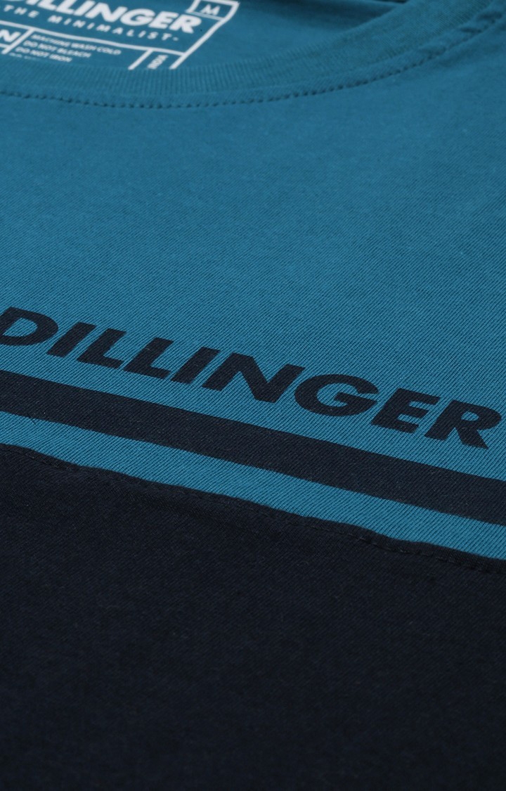 Dillinger | Men's Blue Cotton Colourblock Regular T-Shirt 4
