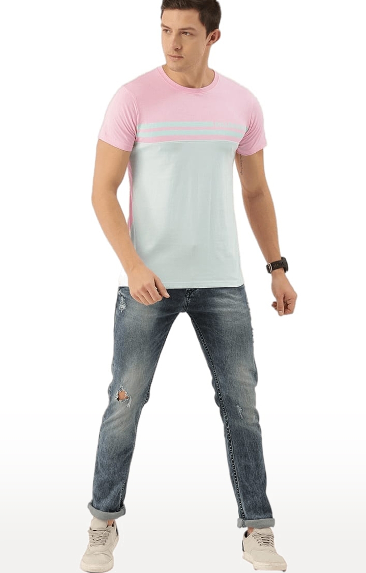 Dillinger | Men's Pink Colourblock Regular T-Shirts 1