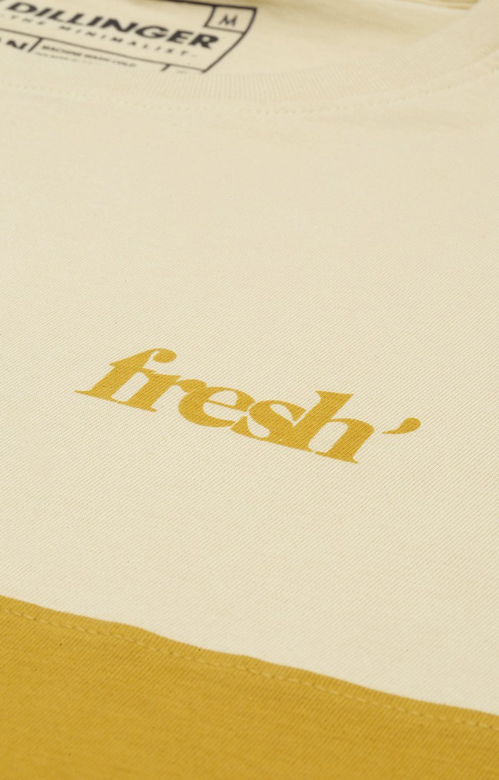 Men's Yellow Colourblock Regular T-Shirts
