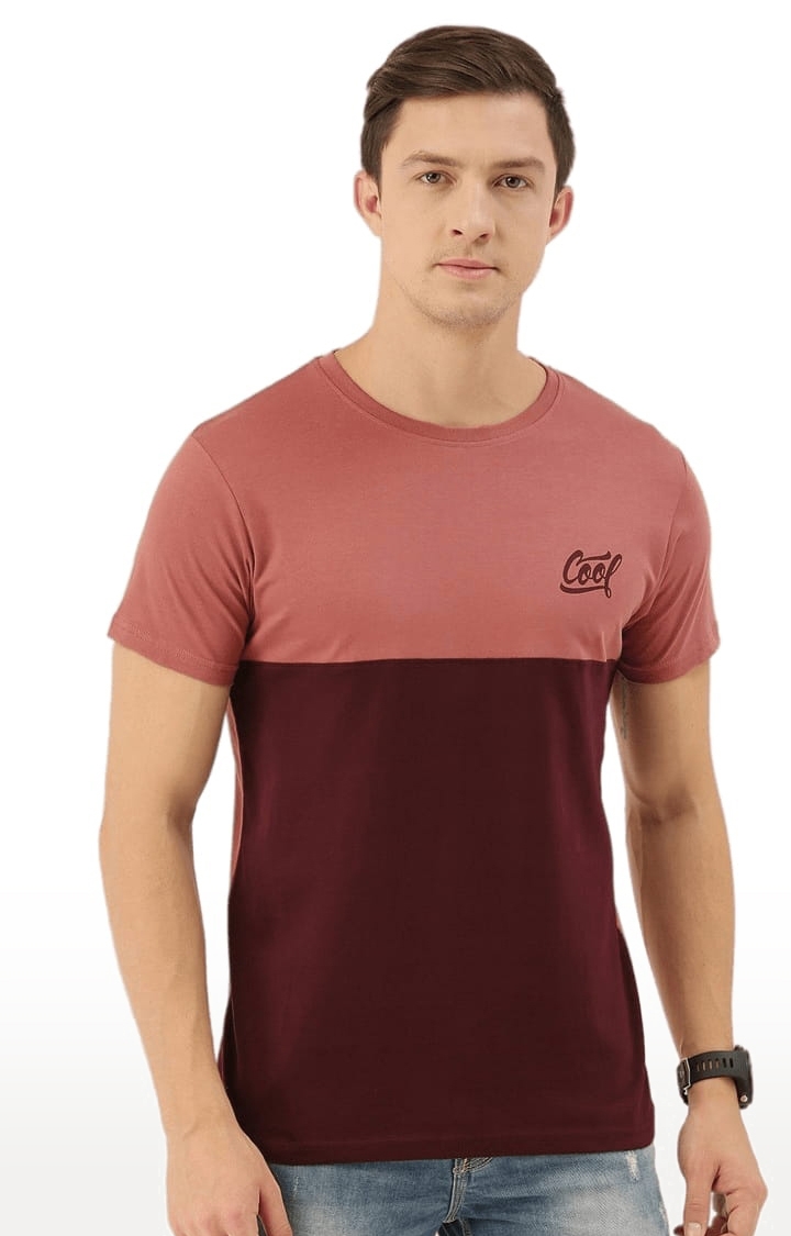 Dillinger | Men's Pink Colourblock Regular T-Shirts