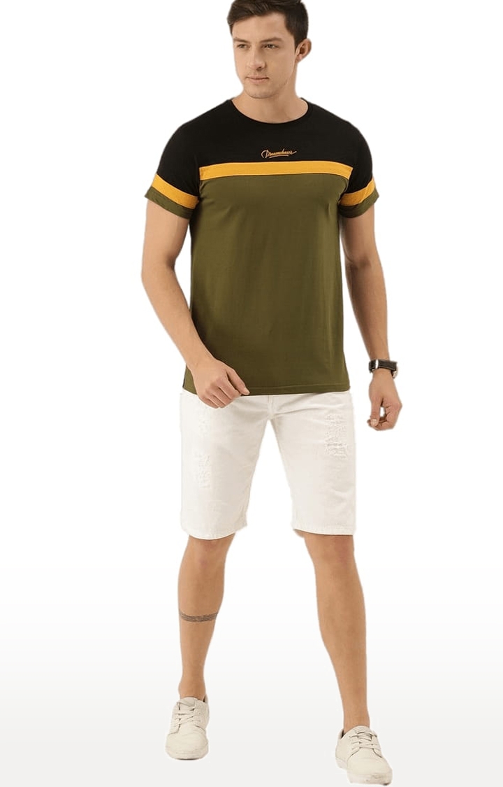 Dillinger | Men's Green and Black Cotton Colourblock Regular T-Shirt 1