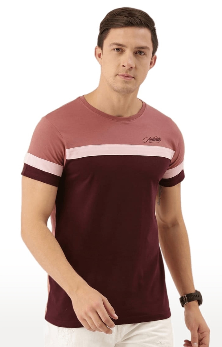 Dillinger | Men's Pink Colourblock Regular T-Shirts