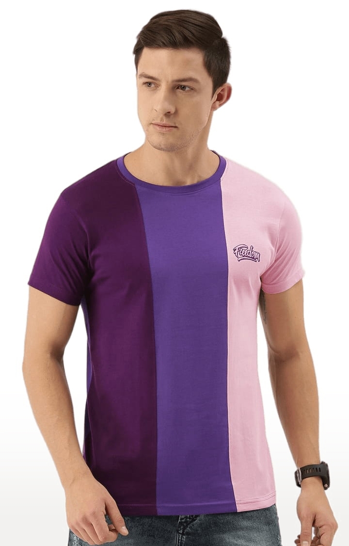 Dillinger | Men's Purple Colourblock Regular T-Shirts