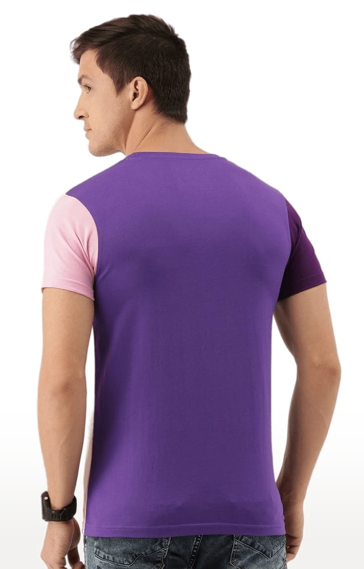 Men's Purple Colourblock Regular T-Shirts