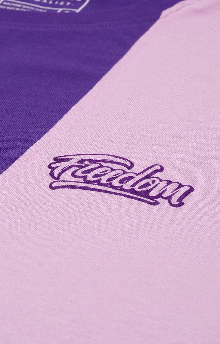 Men's Purple Colourblock Regular T-Shirts