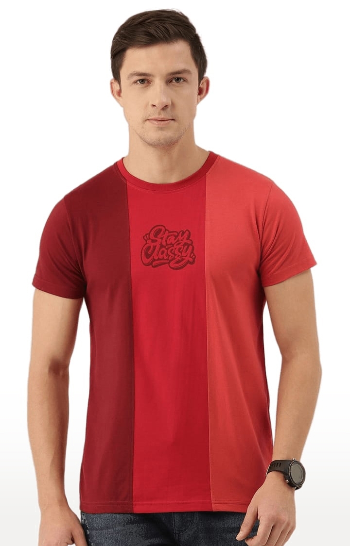 Dillinger | Men's Red Colourblock Regular T-Shirts